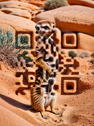 Meerkat in Desert Photography QR Code Art — image 1