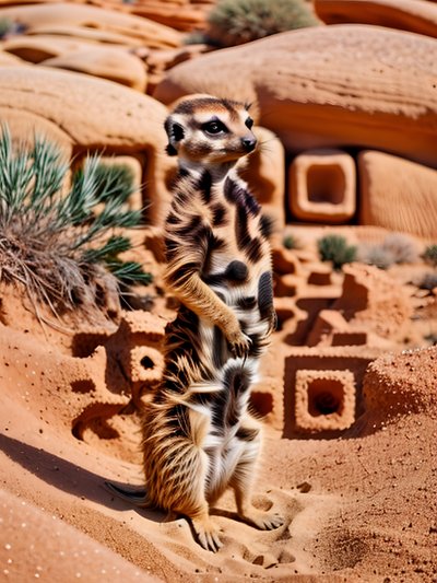 Meerkat in Desert Photography QR Code Art