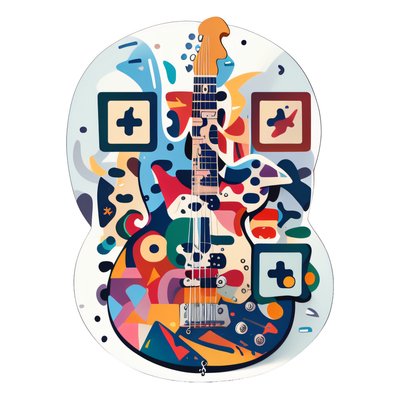 Abstract Guitar Vector QR Code for Stickers