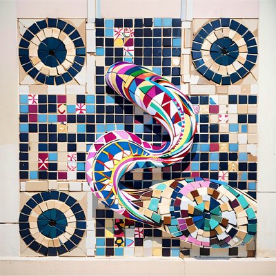 Colorful Tile Mosaic Mural QR Code Art
