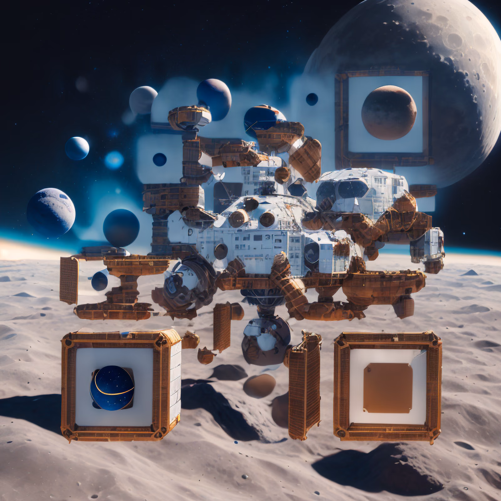 Lunar Space Station 3D Render QR Code for Posters — image 1