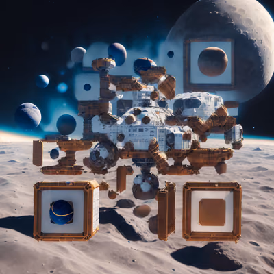 Lunar Space Station 3D Render QR Code for Posters — image 1