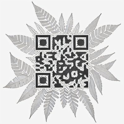 Fern Cluster Ink Tattoo QR Code for Temporary Tattoos