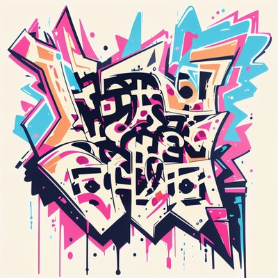 Pink Cyan Graffiti Lettering Calligraphy & Lettering QR Code for Apparel