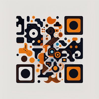 Navy Orange Geometric Vector QR Code for Posters