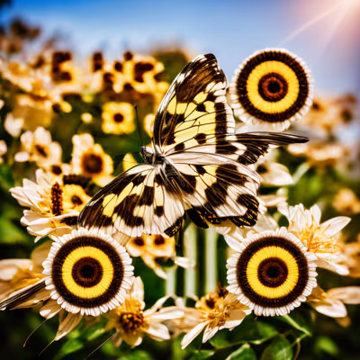 Butterfly on Sunlit Flowers Photo QR Code Art — image 1