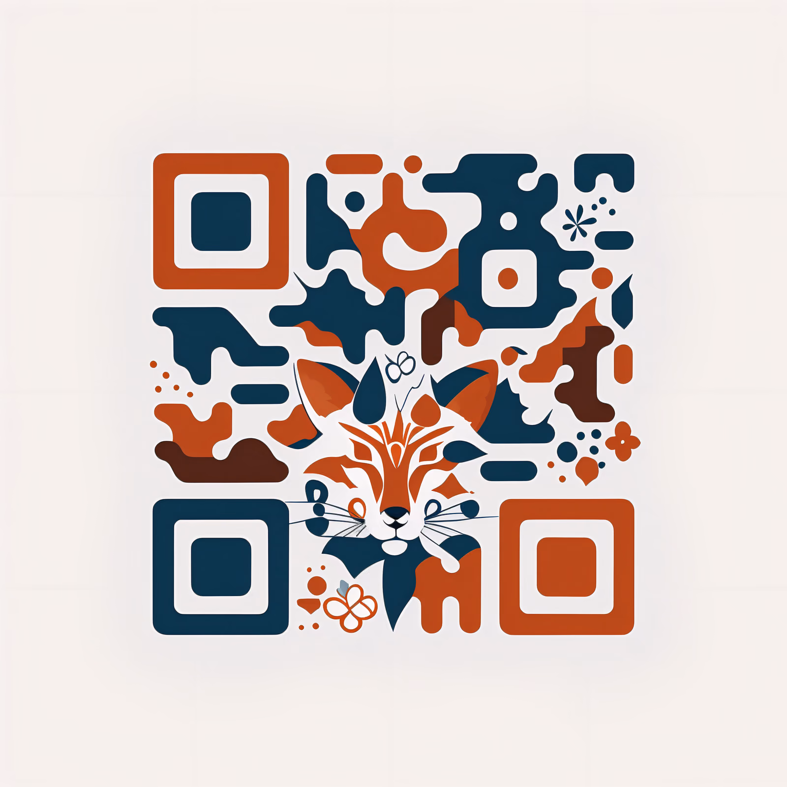 Abstract Fox Head Flat Vector QR Code for Stickers — image 1