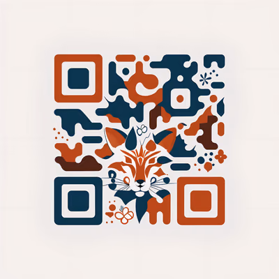 Abstract Fox Head Flat Vector QR Code for Stickers — image 1