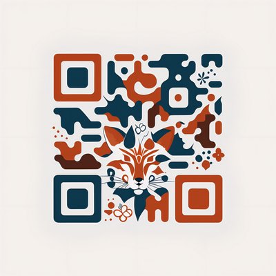 Abstract Fox Head Flat Vector QR Code for Stickers