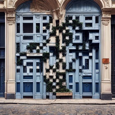 Blue Paris Doorway Photo QR Code Art