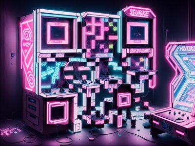 Neon Arcade Cabinets Cyberpunk Game World QR Code for Posters