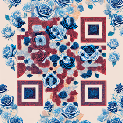 Blue and Red Roses Pattern QR Code Art — image 1
