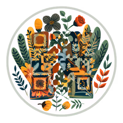 Gardening Gloves Floral Vector QR Code for Stickers — image 1