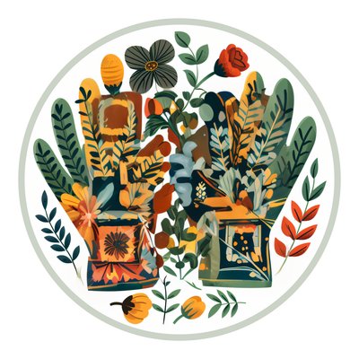 Gardening Gloves Floral Vector QR Code for Stickers