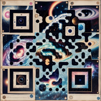 Cosmic Galaxy Paper Collage QR Code for Posters