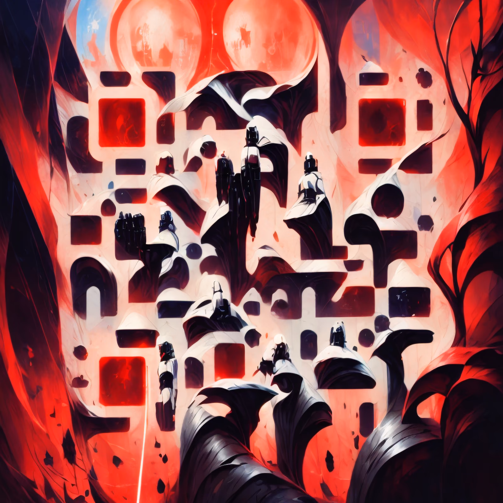 Armored Figures Red Sci-Fi Concept QR Code for Posters — image 1