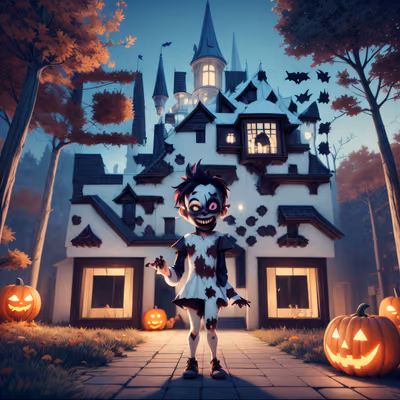 Smiling Zombie Halloween 3D Cartoon QR Code for Posters — image 1