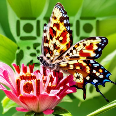 Butterfly on Pink Flower Photorealistic QR Code Art