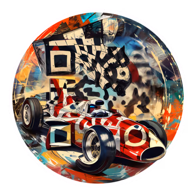 Классический гоночный болид и клетчатый флаг: QR-код для наклеек — изображение 1