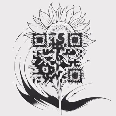 Black Ink Sunflower Tattoo QR Code for Temporary Tattoos — image 1