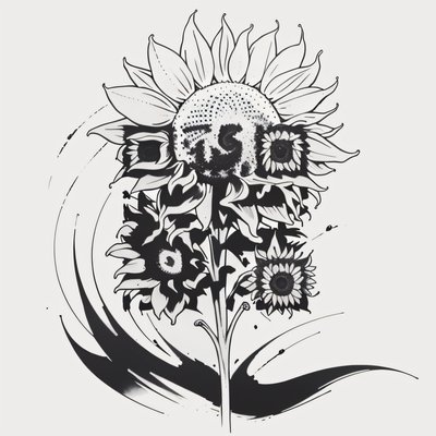 Black Ink Sunflower Tattoo QR Code for Temporary Tattoos