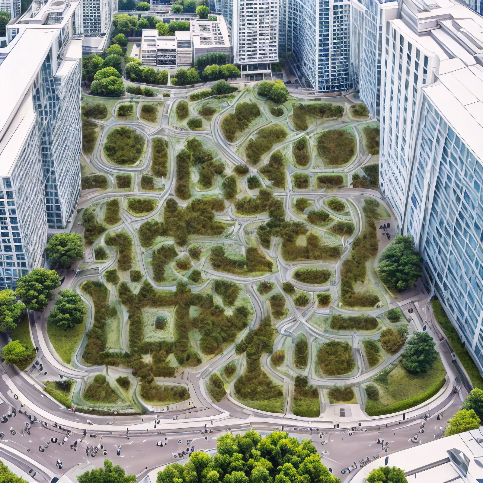 Aerial City Park Photorealistic QR Code Art — image 1