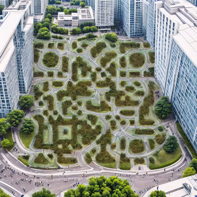 Aerial City Park Photorealistic QR Code Art — image 1