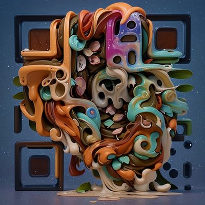 Абстрактный 3D QR-код с текучими завитками