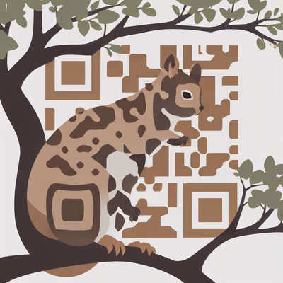 Squirrel on Branch Flat Vector QR Code Art — image 1