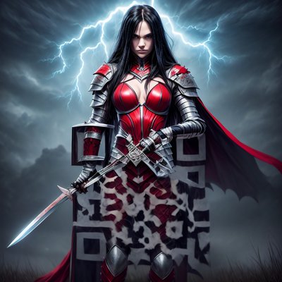 Female Dark Knight Fantasy QR Code for Posters