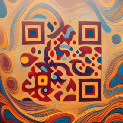 Ochre Swirl Abstract Pattern QR Code Art
