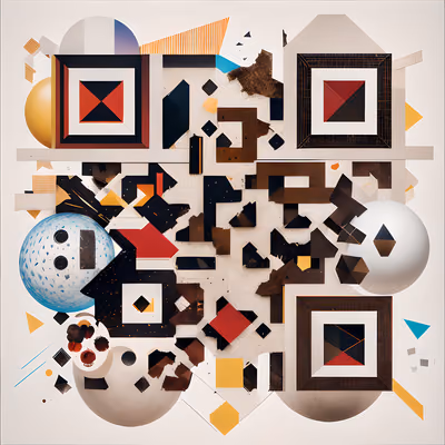 Геометрический коллаж в стиле дада: QR-код для плакатов — изображение 1