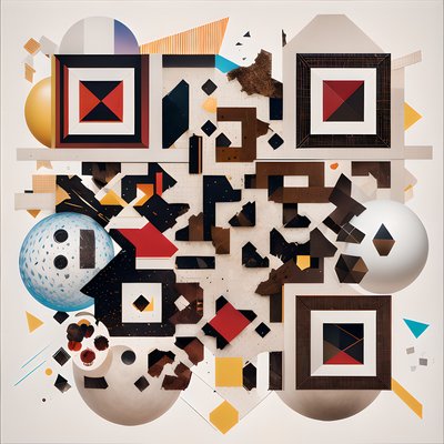 Геометрический коллаж в стиле дада: QR-код для плакатов