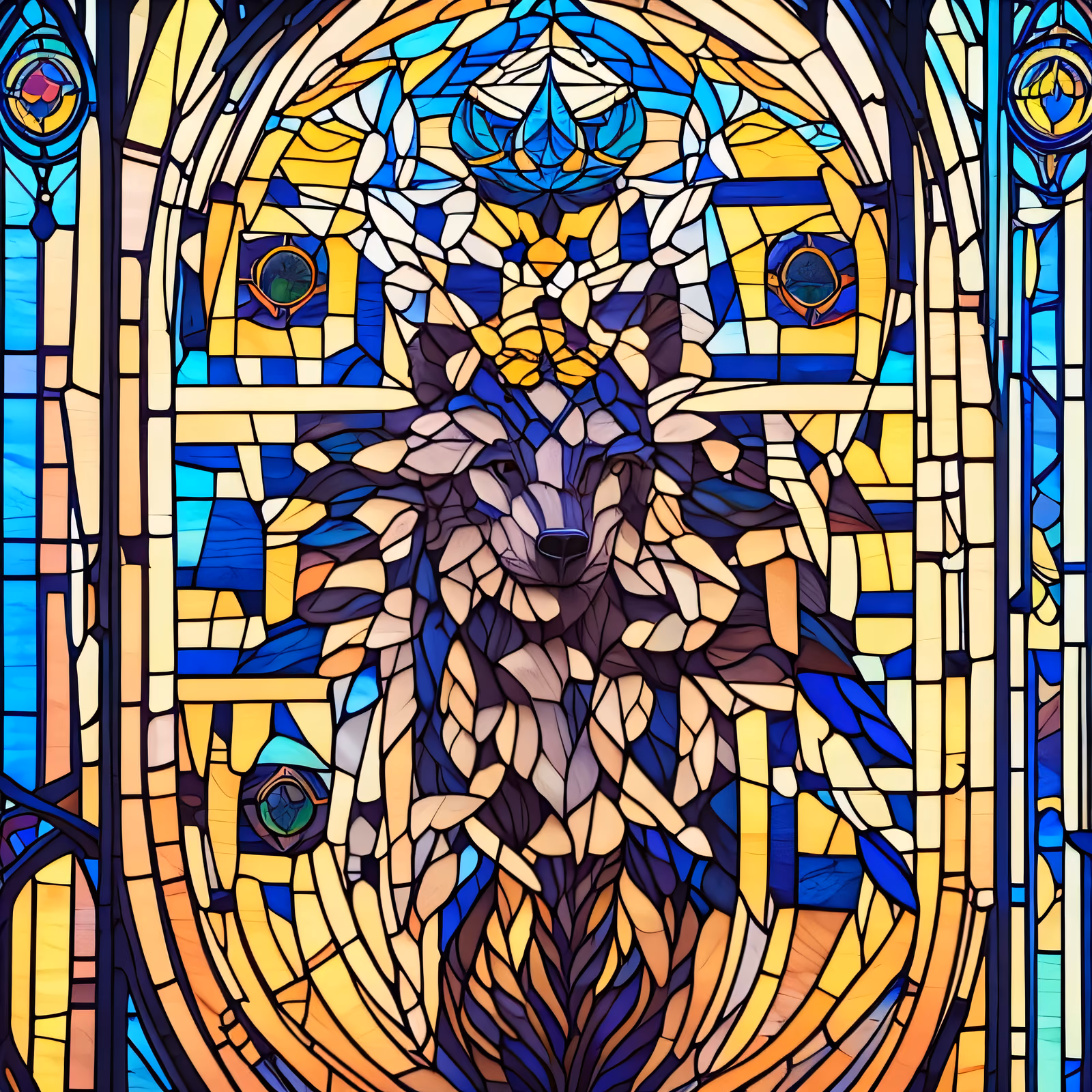 Wolf Stained Glass Window QR Code Art — image 1