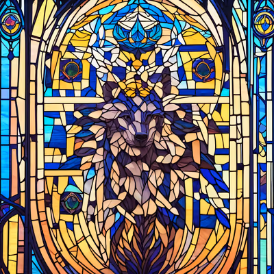 Wolf Stained Glass Window QR Code Art — image 1