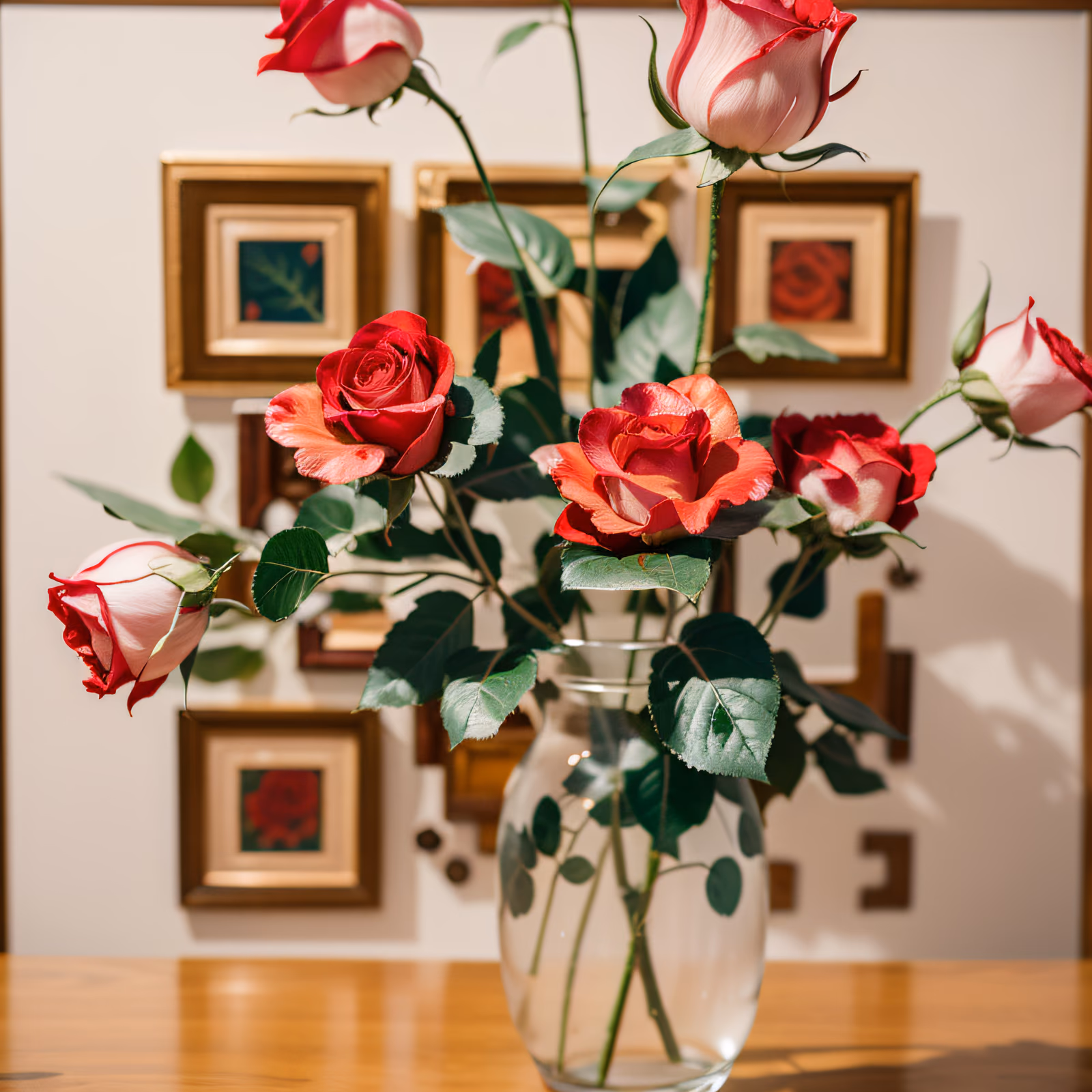 Red Roses Glass Vase Photo QR Code Art — image 1