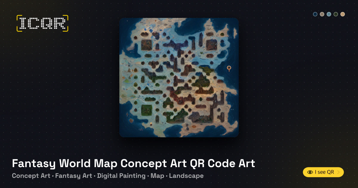 Fantasy World Map Concept Art QR Code Art • ICQR