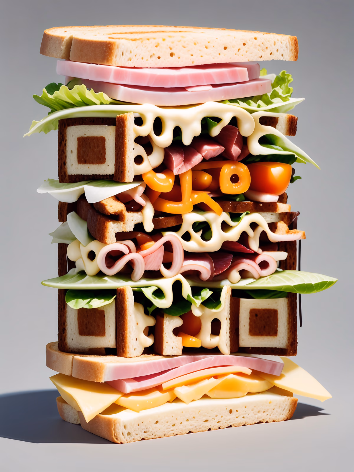Layered Ham Sandwich Illustration QR Code for Restaurant Menus — image 1