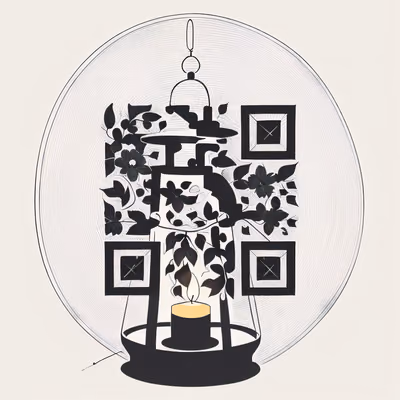 Gothic Lantern Tattoo Vector QR Code for Temporary Tattoos — image 1