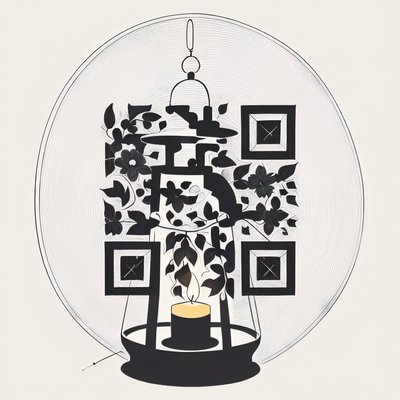 Gothic Lantern Tattoo Vector QR Code for Temporary Tattoos