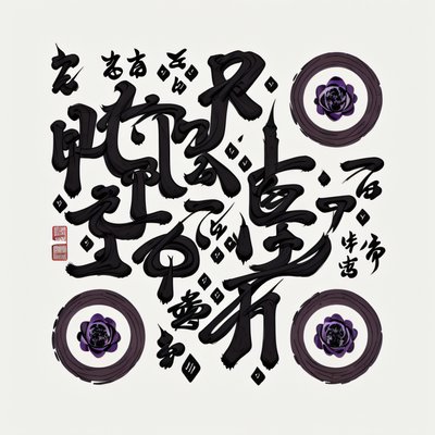 Purple Ink Calligraphy Strokes QR Code Art