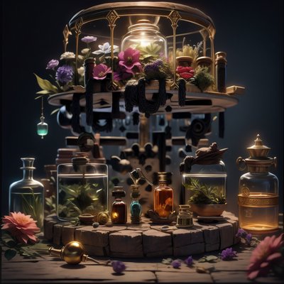 Alchemist Potion Bottles Fantasy QR Code Poster