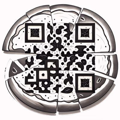 Нарезанная пицца в стиле тату: QR-код для меню ресторана — изображение 1