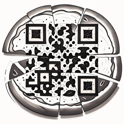 Sliced Pizza Ink Tattoo QR Code for Restaurant Menus