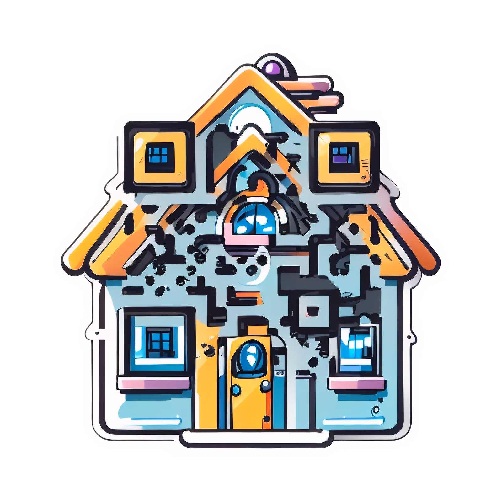 Умный дом, векторная иллюстрация: QR-код для наклеек — изображение 1