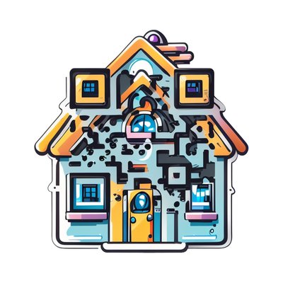 Smart Home Vector Illustration House QR Code for Stickers
