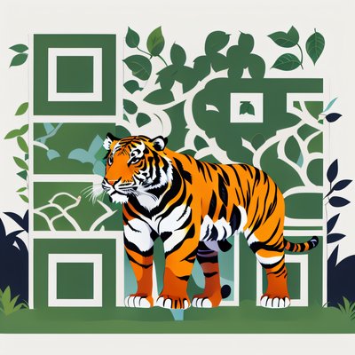 Jungle Tiger Vector QR Code for Posters