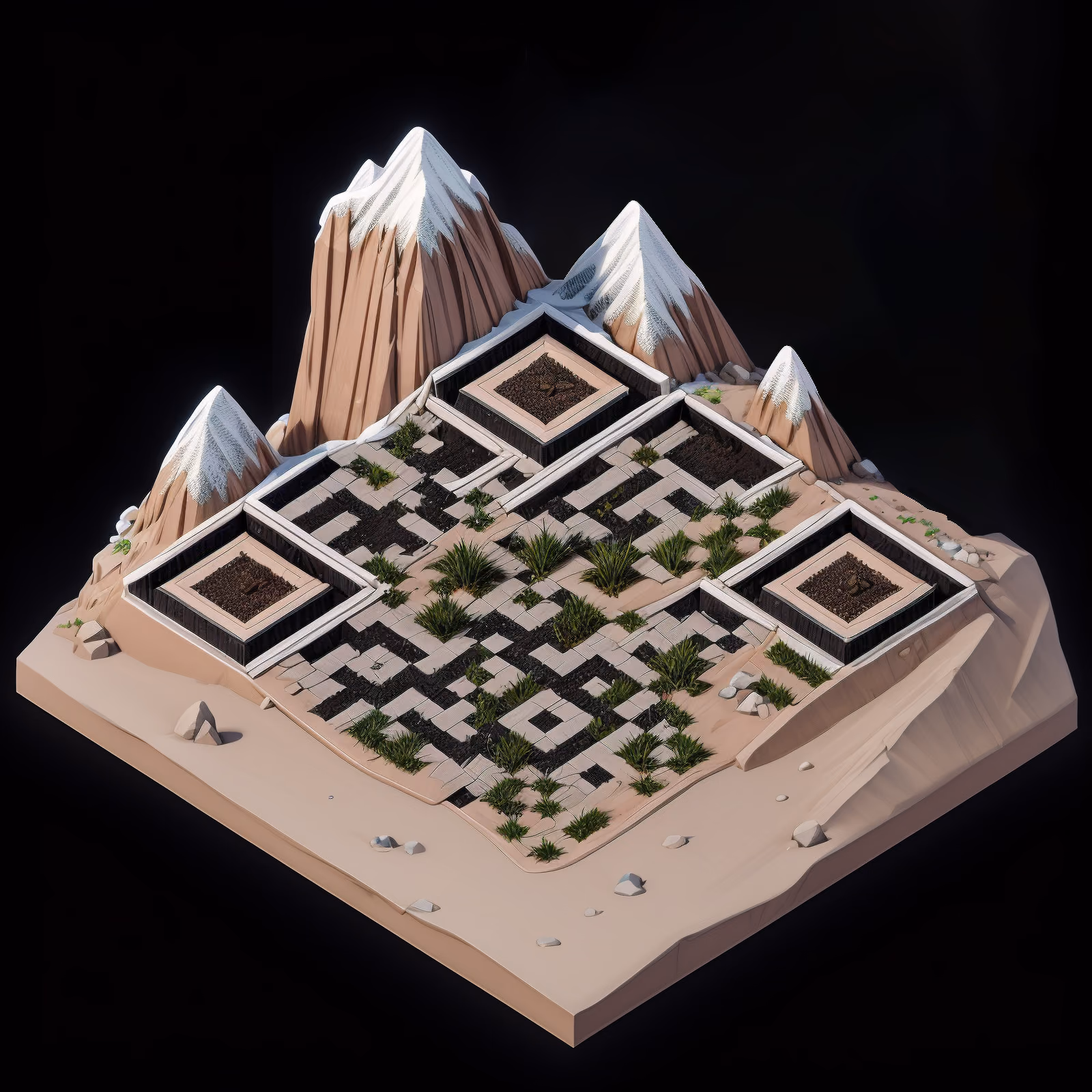 Изометрическая диорама с горами: QR-код — изображение 1