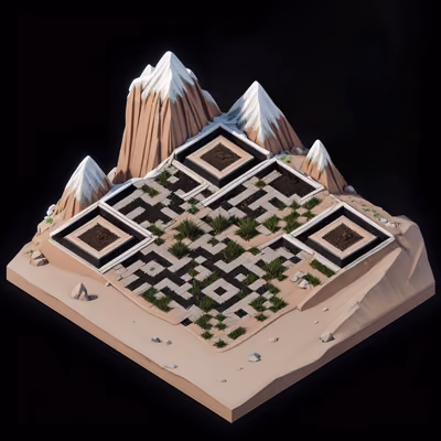 Изометрическая диорама с горами: QR-код — изображение 1
