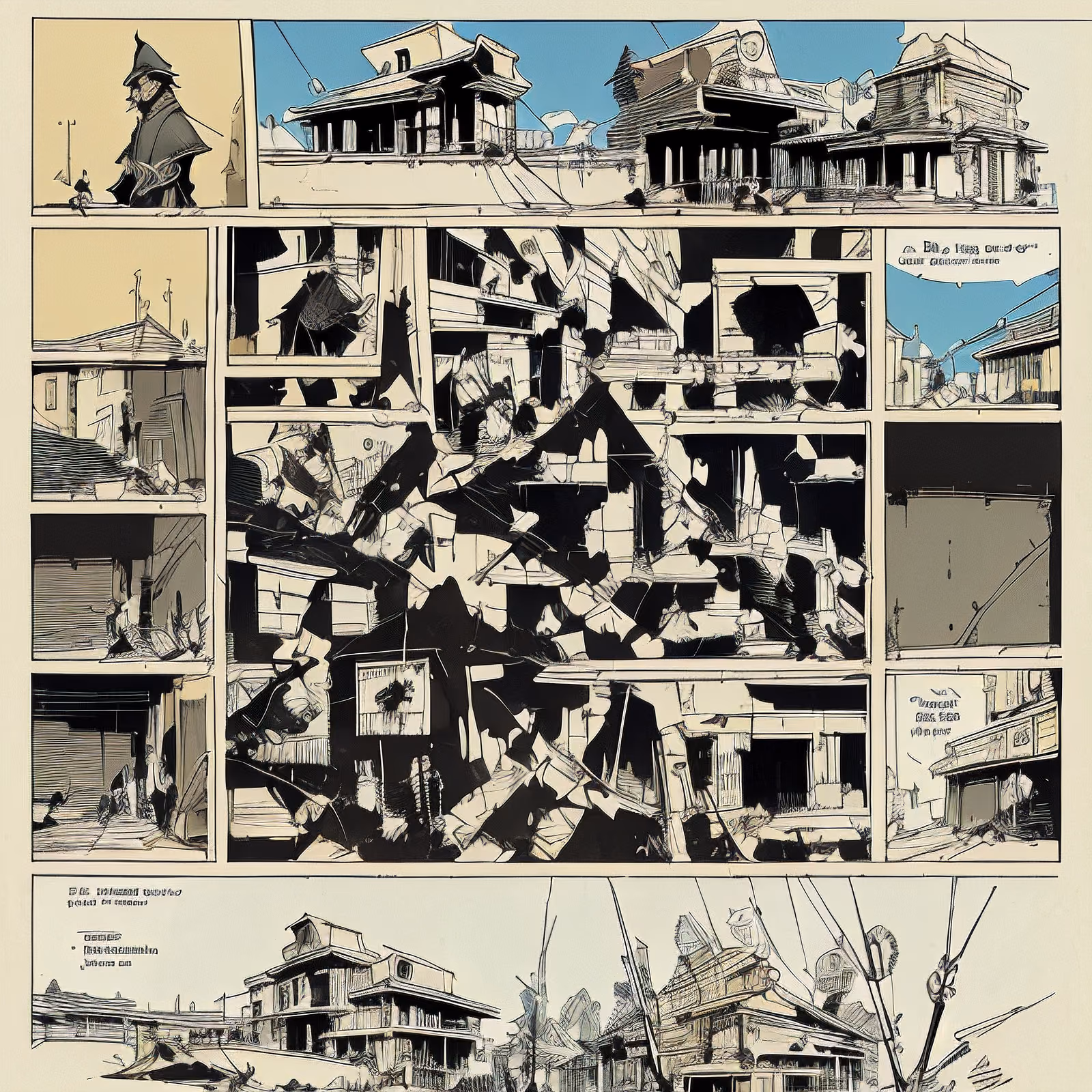 Comic Panel City Buildings QR Code for Posters — image 1